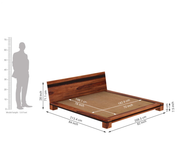 Aavya Bed – Low Profile, Solid Sheesham - Image 3
