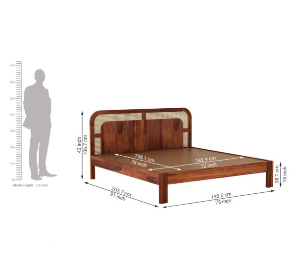 Samudra Sheesham Cane Bed - Image 3