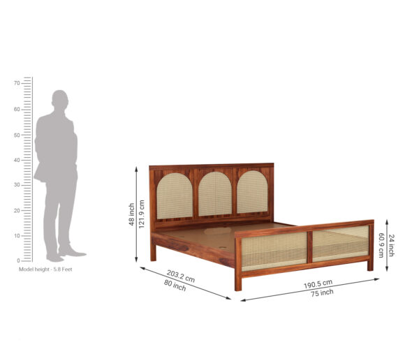 Samaya Sheesham Cane Bed - Image 3