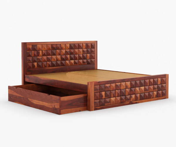 Aaram Sheesham Double Bed with Storage - Image 4