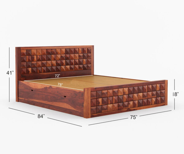 Aaram Sheesham Double Bed with Storage - Image 2