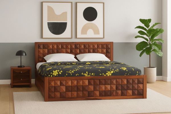 Aaram Sheesham Double Bed with Storage