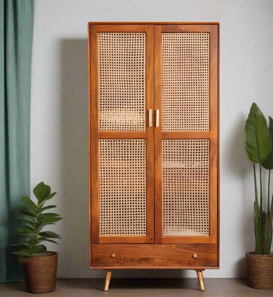 Samaya Sheesham Cane -  2 Door with Drawer
