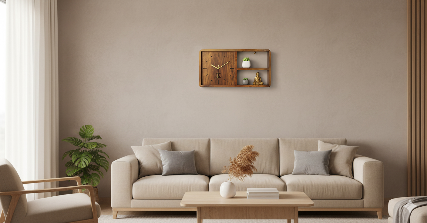 Aarambh Wall Clock with Shelf - Image 2