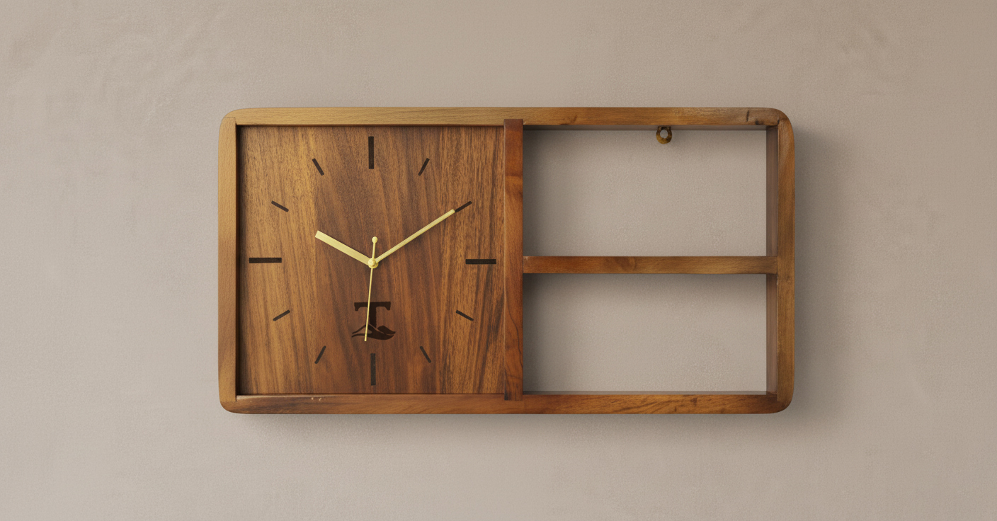 Aarambh Wall Clock with Shelf - Image 3